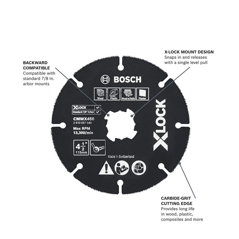 [Australia - AusPower] - BOSCH CMWX450 4-1/2 In. X-LOCK Carbide Multi-Wheel 