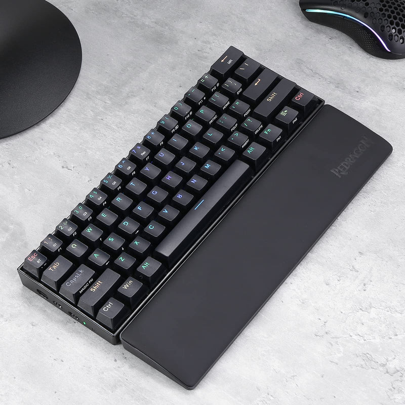 [Australia - AusPower] - Redragon P035 Meteor S Computer Keyboard Wrist Rest Pad, Ergonomic Soft Memory Foam Wrist Support w/ Anti-Slip Rubber Base, 60% 61 Keys Compact Size 11.38 x 2.87 in, 0.78 inch (20mm) Height, Black 60% Compact 
