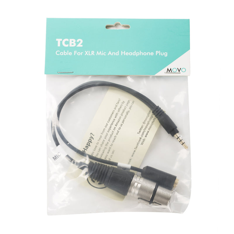 [Australia - AusPower] - Movo TCB2 XLR Microphone to TRRS Smartphone Adapter with Headphone Jack - Compatible with iPhone and Android - XLR Female to 3.5mm Male Y Splitter Mic and Audio Adapter, Must-Have Cable for Recording 