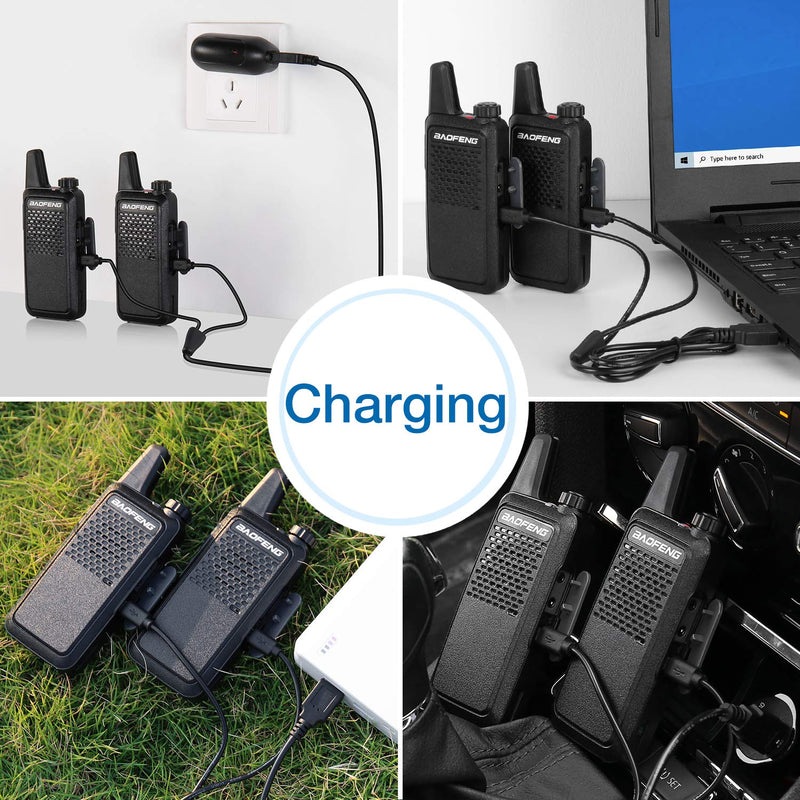 [Australia - AusPower] - BAOFENG GT-22 FRS Two Way Radio License Free, 1500mAh Battery, Handsfree Rechargeable Portable Walkie Talkie, 16 CH VOX, Micro USB Charging with Earpiece, 2PCS 