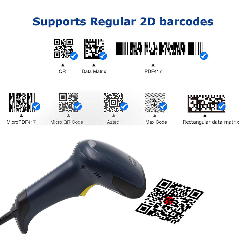 TEEMI 2D QR Barcode Scanner, USB Wired Virtual COM Port Handheld ...