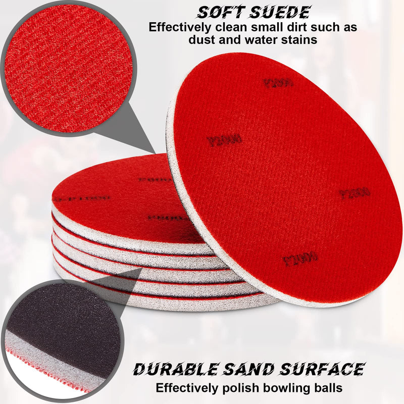 [Australia - AusPower] - Maitys Microfiber Bowling Sanding Pad Bowling Accessories Bowling Ball Towel Resurfacing and Cleaning Kit 6 Pieces Bowling Ball Cleaning Pad and 1 Bowling Ball Towel Grit 500/ 1000/ 2000 Black and Red 