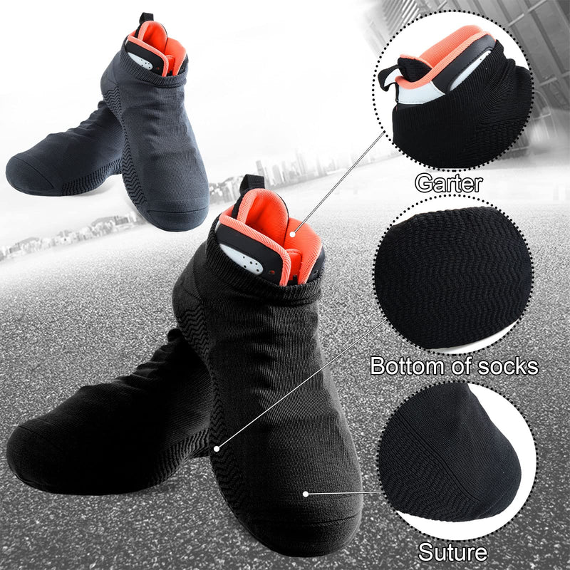 [Australia - AusPower] - 4 Pairs Over Sneaker Dance Shoe Socks Dance Shoe Covers Ballroom Dancing Socks Black, Grey 