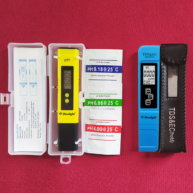 [Australia - AusPower] - Divolight [pH and TDS & EC Tester kit] pH Tester Digital Accuracy 0.01 Lab PH Meter Pen Type pH Meter and 3-in-1 TDS Meter, PPM pH Meter for Water, Practical Water Testing Kit pH and TDS Meter Combo pH and TDS & EC Tester kit 