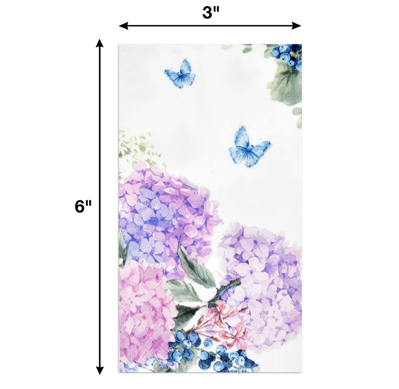 [Australia - AusPower] - 100 Hydrangea Flowers Guest Napkins Easter Floral Disposable Paper Dinner Napkin Towels Decorative Purple Pink Blue Flower for Wedding Bathroom Bridal Shower Party Butterfly Summer Spring Hand Towel 