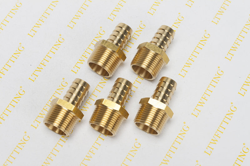[Australia - AusPower] - LTWFITTING Brass Barb Fitting Coupler/Connector 5/8-Inch Hose ID x 3/4-Inch Male NPT(Pack of 5) 