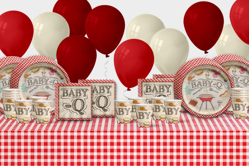 [Australia - AusPower] - Birthday Galore Baby-Q Baby Shower Party Supplies Set Plates Napkins Cups Tableware Kit for 16 