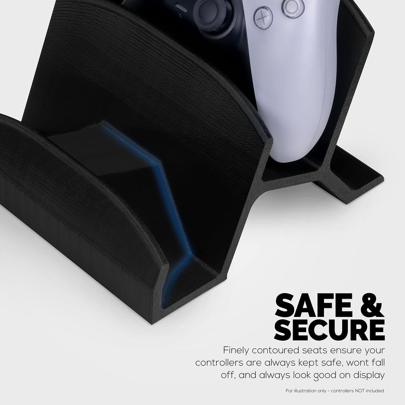 [Australia - AusPower] - BRAINWAVZ Dual Game Controller Holder Desktop Stand - for PS5, Xbox Series X, One, PS4, Switch, PC, Gamepads & More UGDS06, Black 