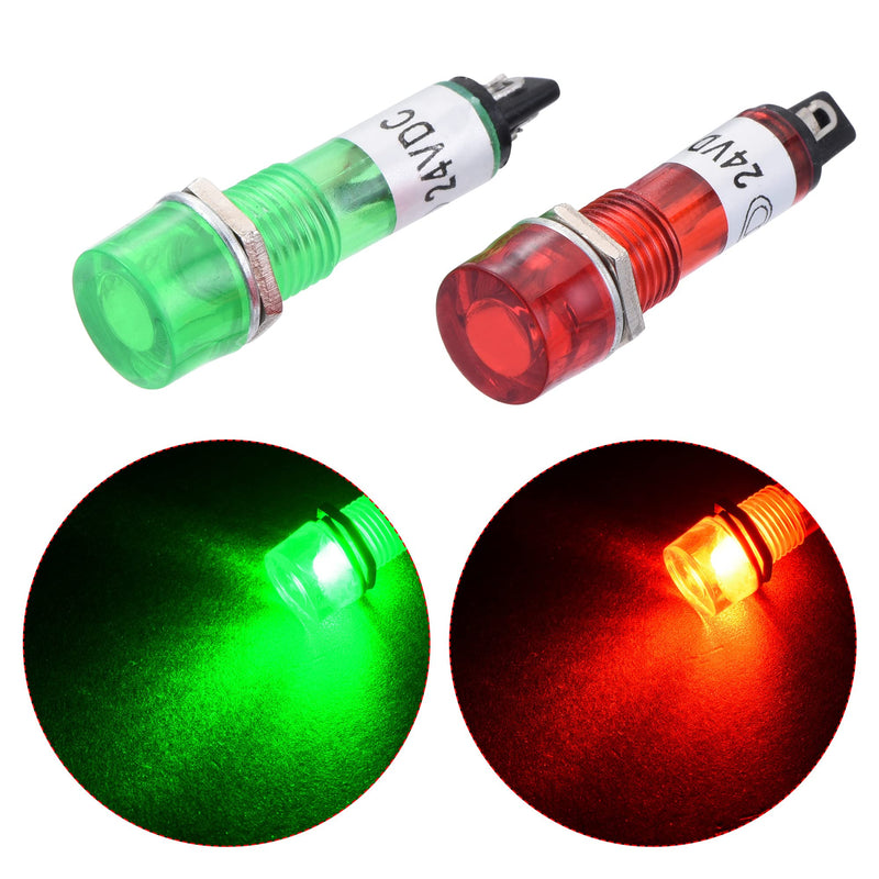 [Australia - AusPower] - MECCANIXITY Indicator LED Light DC 24V 10mm Panel Mount Signal Lamp, Red Green Pack of 20 