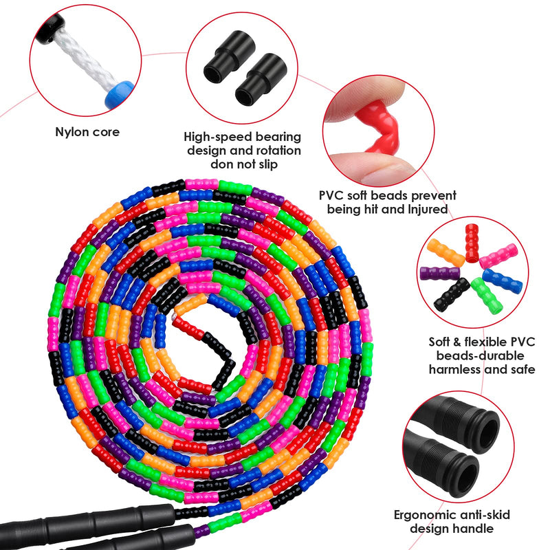 [Australia - AusPower] - Kingcolor Double Dutch Jump Rope Long Jump Rope 16 FT 1 Pack/2 Pack, Adjustable Soft Beaded Diy Jump Rope for Kids Adult Long Enough for 5-6 Jumpers Black-2 Pack 
