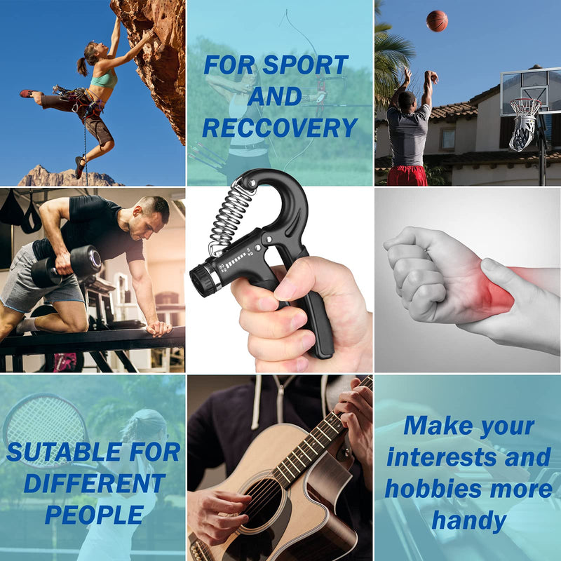 [Australia - AusPower] - Grip Strength Trainer 2 Pack, Hand Grip Exerciser Strengthener with Adjustable Resistance 11-132 Lbs (5-60kg), Forearm Strengthener, Hand Exerciser for Muscle Building and Injury Recovery 