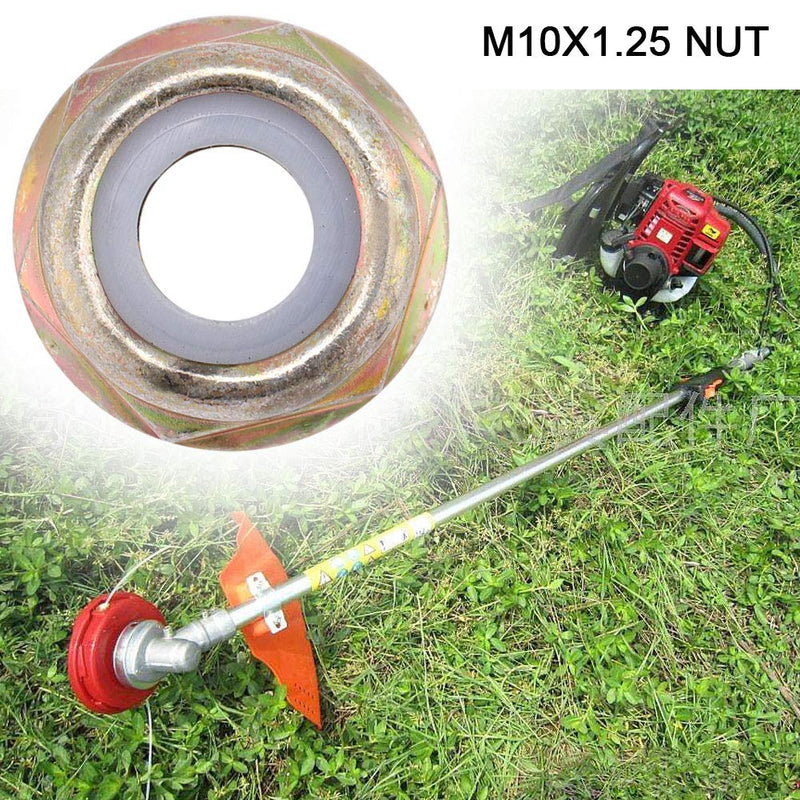 [Australia - AusPower] - Fdit M10x1.25 Left Hand Thread Blade Nut Replacements Brush Cutter Trimmer Accessories Metal Gold Universal 10Pcs 
