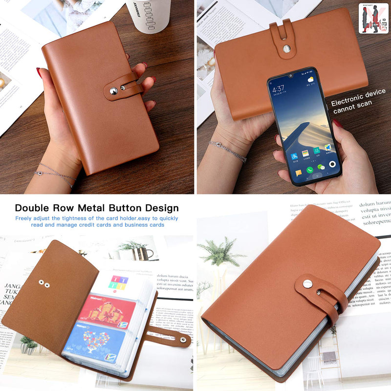 [Australia - AusPower] - Padike RFID Credit Card Holder Business Card Organizer Business Card Holder, with 96 Card Slots Credit Card Protector for Managing Your Different Cards to Prevent Loss or Damage (Apricot) Apricot 