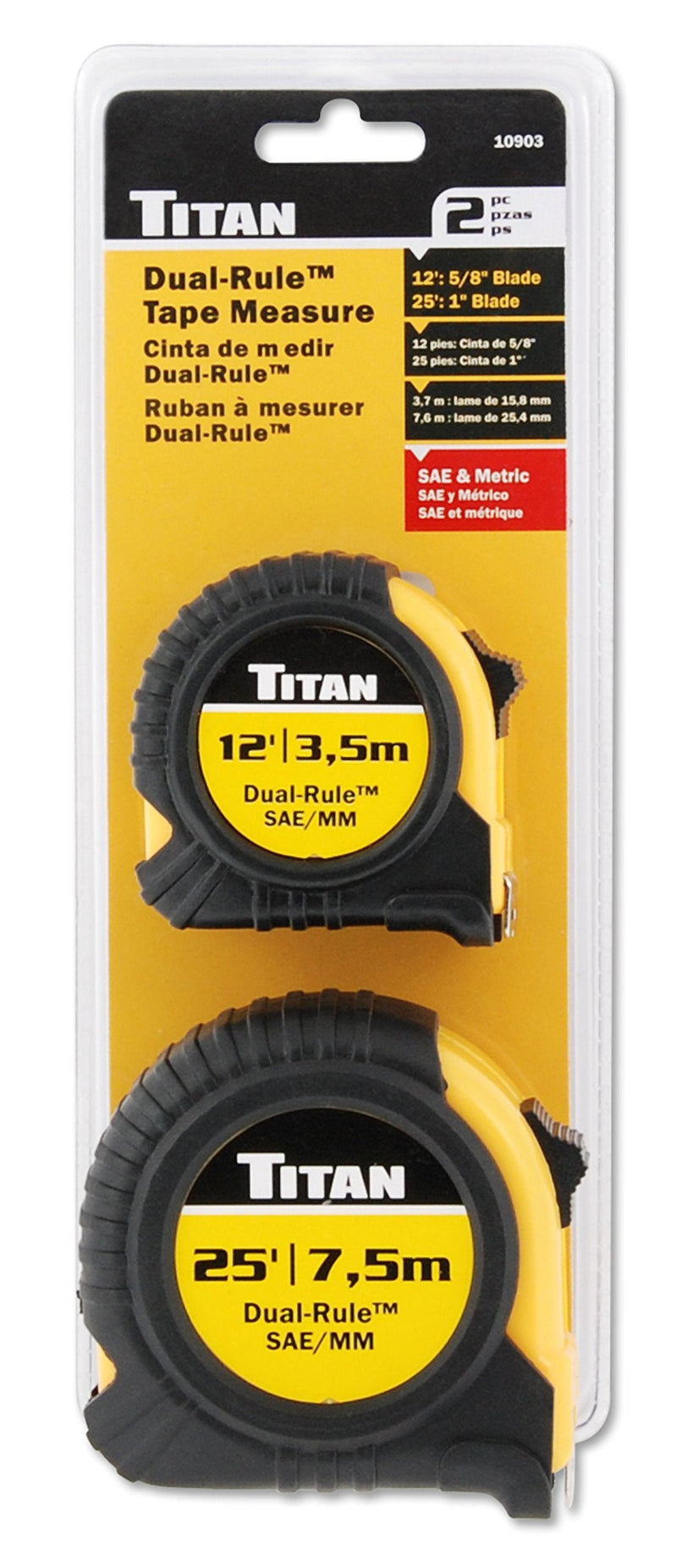 [Australia - AusPower] - Titan 10903 2-Piece Combo Dual Rule Tape Measure Set (12' & 25') 