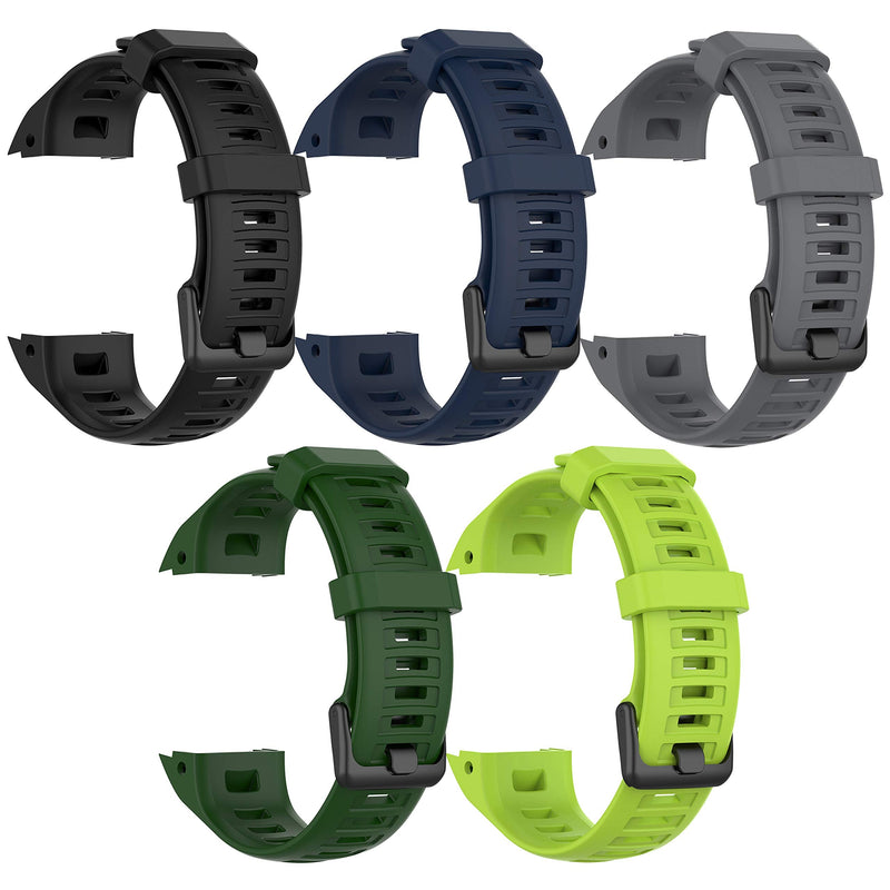 [Australia - AusPower] - QGHXO Band for Garmin Instinct, Soft Silicone Replacement Watch Band Strap for Garmin Instinct/Instinct Tide/Instinct Tactical/Instinct Solar/Instinct Esports (No Tracker) 5PCS Boys 