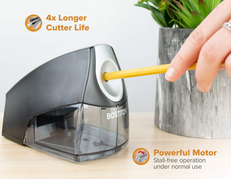 [Australia - AusPower] - Bostitch Personal Electric Pencil Sharpener, Powerful Stall-Free Motor, High Capacity Shavings Tray, Black (EPS4-BLACK) 