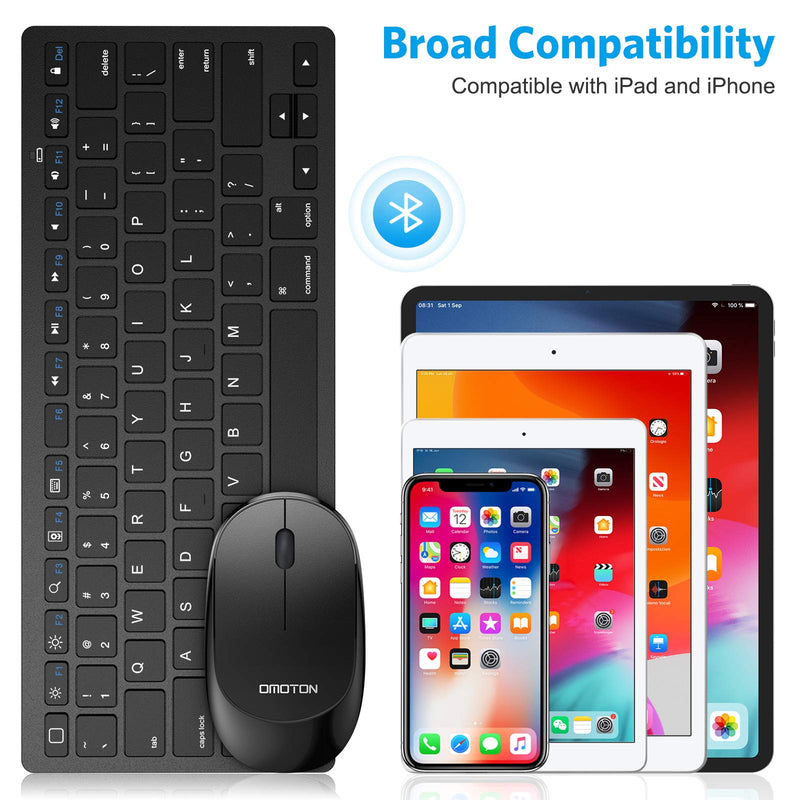 [Australia - AusPower] - OMOTON Bluetooth Keyboard and Mouse Combo, Wireless Keyboard Mouse for iPad Pro 12.9/11, iPad 9th/8th/7th Gen, iPad Air 4, All iPad (iPadOS 13 and Above), and Other Bluetooth Enabled Devices (Black) Black 