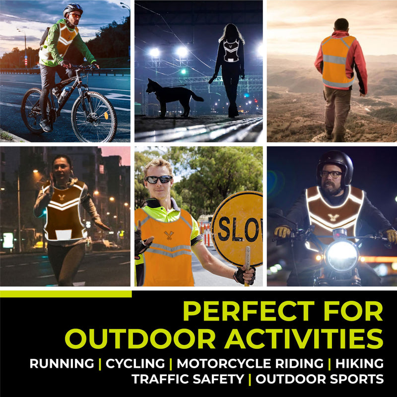 [Australia - AusPower] - 247 Viz Reflective Running Vest – Reflective Vest Running at Night for Walkers, Women & Men. High Visibility Reflective Gear, Cycling & Running Vest, High Vis Neon Safety, Small, Medium & Large Size Neon Orange 