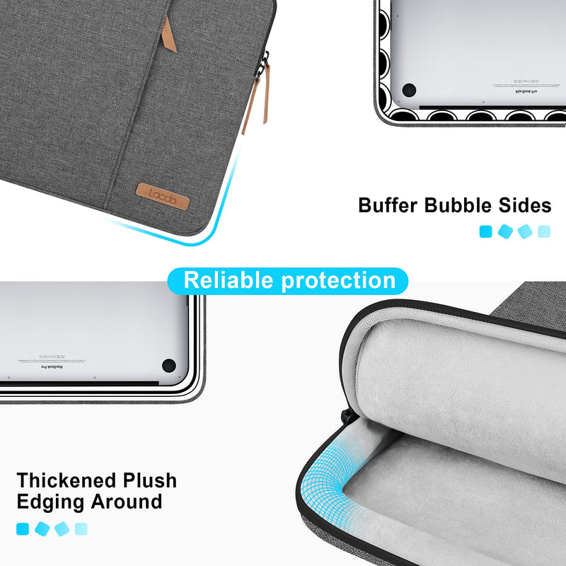 [Australia - AusPower] - Lacdo 360° Protective Laptop Sleeve Case for 15 inch New MacBook Air M2 2023 A2941, 15 inch MacBook Pro A1990 A1707, Dell XPS 15 Plus Computer Bag with Accessory Pouch, Water-Resistant, Dark Gray New MacBook Air 15 Inch 