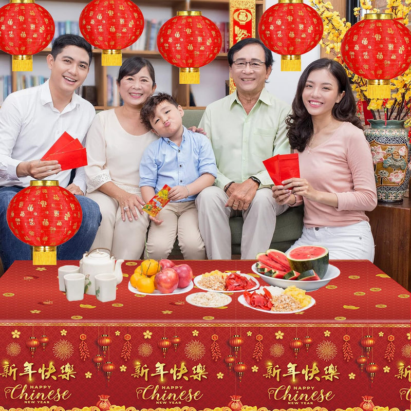 [Australia - AusPower] - Lunar New Year Decorations - 2PCS Chinese Lanterns 12" Red Fabirc Lanterns for Spring Festival Chinese New Year Party Decorations Lantern Festival Mid Autumn Chinese Festival Party Celebrations 30cm-B 