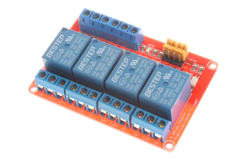 [Australia - AusPower] - NOYITO 4-Channel Relay Module 5V 12V 24V High Low Level Trigger with Optocoupler Isolation Relay Load AC 250V 10A DC 30V 10A (DC 5V, Red) DC 5V 