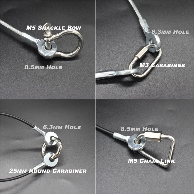 [Australia - AusPower] - Bytiyar 10 pcs 20 inch (50cm) 3mm Thickness Galvanized Steel Wire Cable Eyelets Ended Short Rope Lanyard Safety Tether Chain Lock with Vinyl Coated Cover Black 20in/50cm Black_10pcs 
