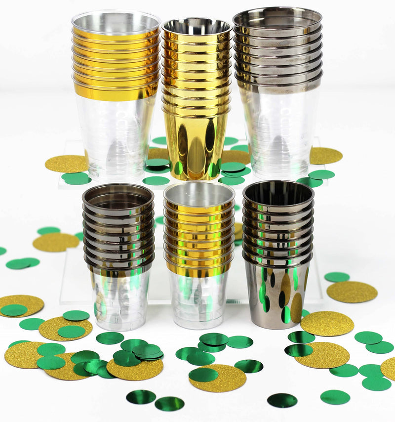 [Australia - AusPower] - Just Artifacts 1oz Plastic Shot Glasses (120pcs, Metallic Gold Rim) 120 Count (Pack of 1) 