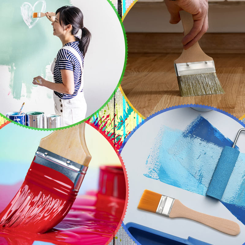 [Australia - AusPower] - 7 Pieces Paint Brushes Flat Household Bristle Paint Brushes Art Paintbrush Sets for Applying Gesso, Acrylic Paint, Oil Paint, Watercolor, Assorted Sizes 