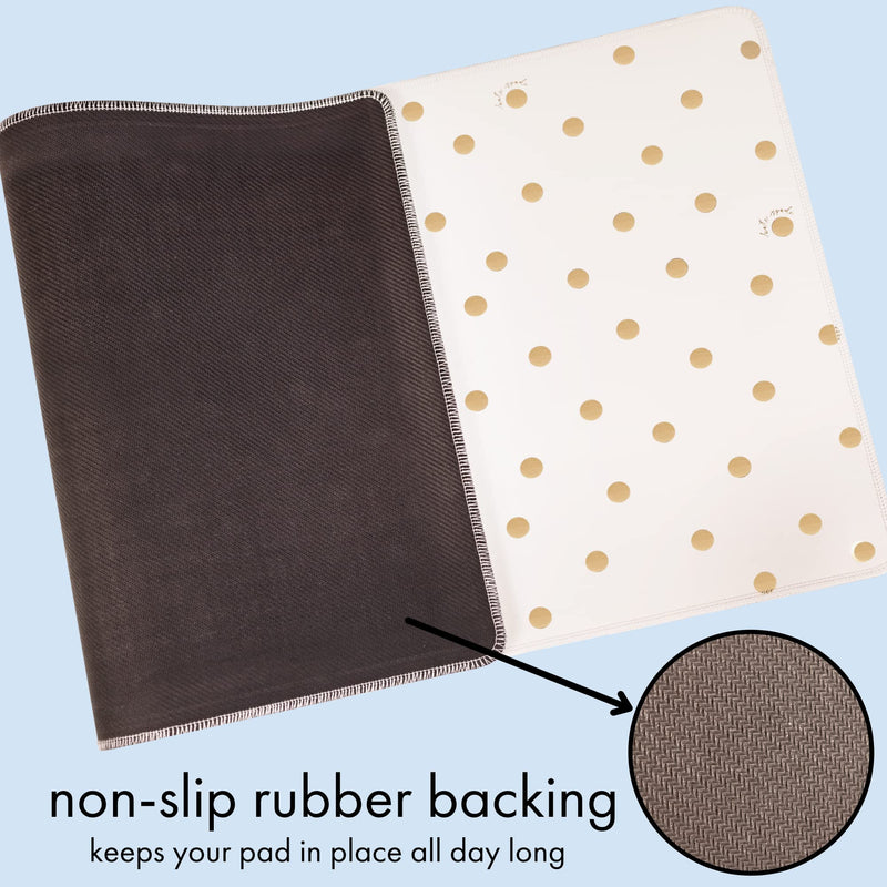 [Australia - AusPower] - Kate Spade New York Decorative Desk Pad, Vegan Leather Keyboard and Mouse Pad for Desktop, Gold Dot with Script 