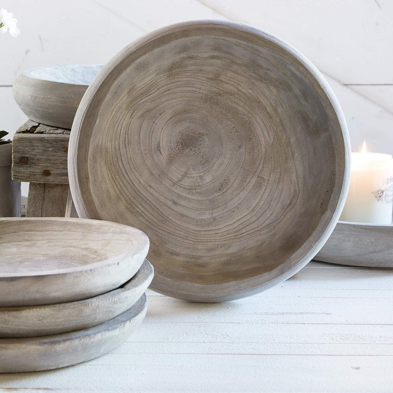 [Australia - AusPower] - Creative Brands Table Sugar Hand Carved Paulownia Wood Serving Bowl, Large, Grey 