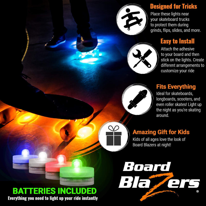 [Australia - AusPower] - Board Blazers LED Skateboard Lights Underglow - Ideal Skateboard Gift & Skateboard Accessory. Perfect LED Longboard Light or Scooter Light Great Stocking Stuffer for Kids Blazing Blue 