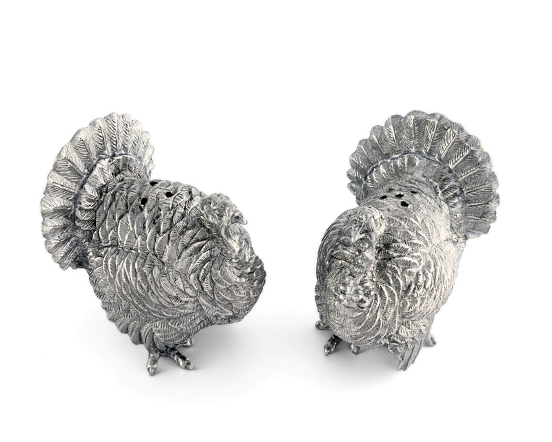 [Australia - AusPower] - Vagabond House Pewter Thanksgiving Turkey Salt and Pepper Shaker Set Solid Metal 2.25 inch Tall 