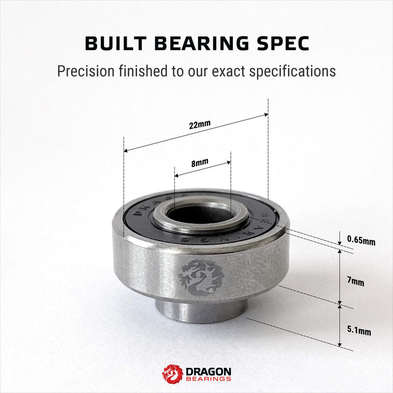 [Australia - AusPower] - Fireball Dragon Skateboard Bearings Set (8 Pack) - 608 Longboard Bearings for Skateboard Inline & Roller Skate - Guaranteed for Life BUILT 8 