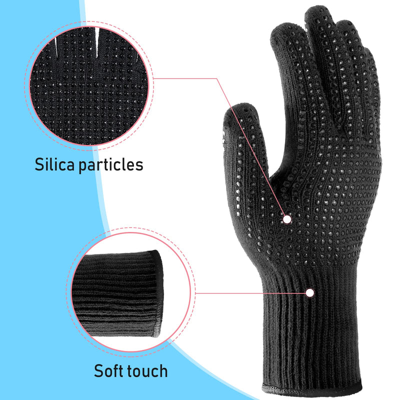 [Australia - AusPower] - 4 Pieces Heat Resistant Glove with Silicone Bumps 1 Roll Heat-resistant Adhesive Tape Heat Proof Gloves Black, White 