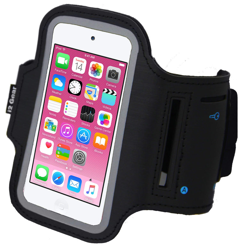 [Australia - AusPower] - i2 Gear Running Exercise Armband for iPod Touch 7th, 6th and 5th Generation MP3 Players and Phones with Reflective Border and Key Holder (Black) Black 