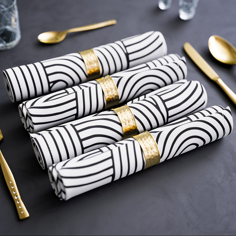 [Australia - AusPower] - AVRIT Cloth Dinner Napkins - Washable and Reusable Soft Cotton Table Napkin Set of 4 - Unique Prints for Decoration or Everyday Use 19 Inch (White) White 