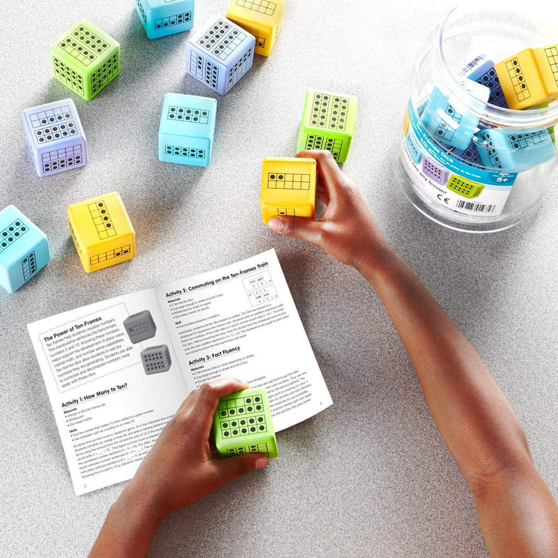 [Australia - AusPower] - hand2mind Ten Frame Dice, Large Foam Dice for Classroom, Subitizing Dice, Math Manipulatives for Elementary School, Counting Toys for Toddlers, Educational Toys for Preschool Children (Set of 12) 