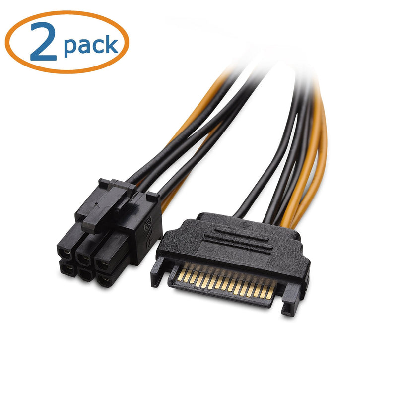 [Australia - AusPower] - Cable Matters 2-Pack 6 Pin to SATA Power Cable (SATA to 6 Pin PCIe) - 8 Inches 