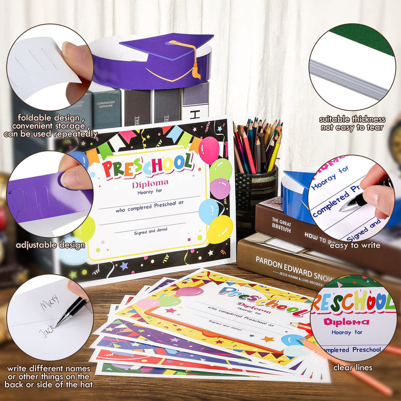 [Australia - AusPower] - 48 Pieces Graduation Paper Hat Preschool Diploma Certificate Preschool Paper Graduation Cap Graduation Crowns Kindergarten Graduation Certificate for Kindergarten Graduation Classroom Supplies Favors 