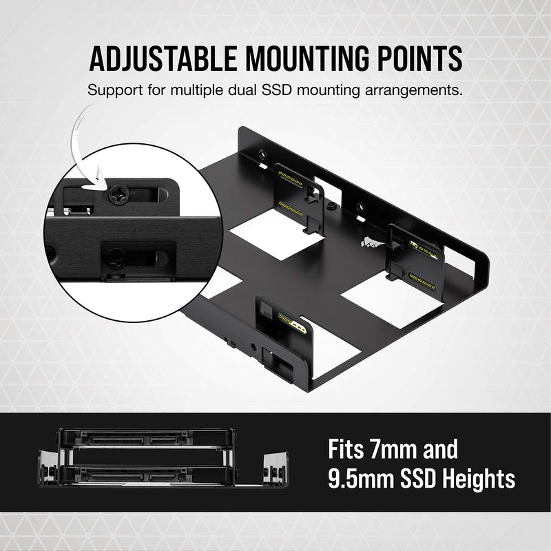 [Australia - AusPower] - Corsair Dual SSD Mounting Bracket (3.5” Internal Drive Bay to 2.5", Easy Installation) Black Dual SSD Mount 