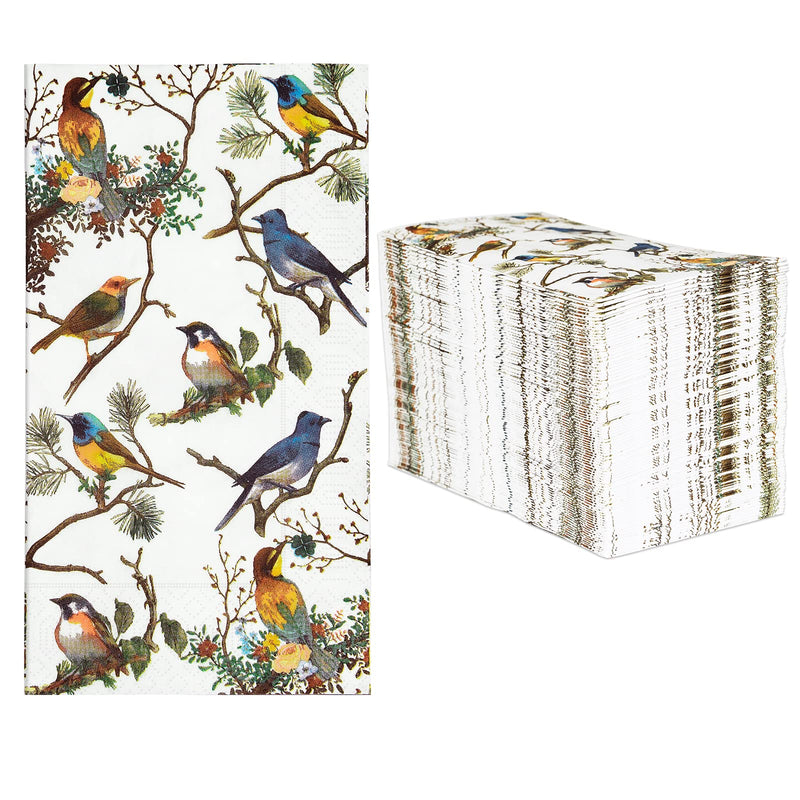 [Australia - AusPower] - 100PCS Guest Towels Disposable 3 Ply Paper Hand Napkins for Bathroom Spring Bird Napkins Everyday Decorative for Dinner Wedding Tea Party Table Anniversary Bridal Powder Room 
