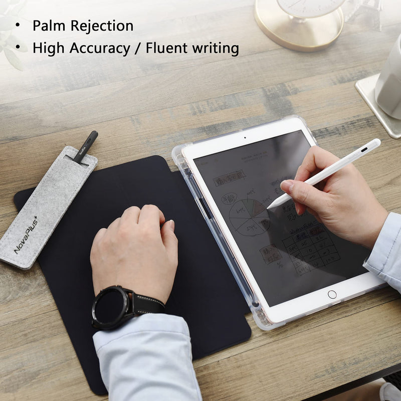 [Australia - AusPower] - Novaplus A6 Stylus Pen for iPad, 1.4mm Tip Exchangeable with Apple Pencil, Magnetic Design, Palm Rejection, Tilt Function. Precise Writing/Drawing. Compatible with iPad 6-9th/ Mini 6/Air 3-4th Gen. Black 