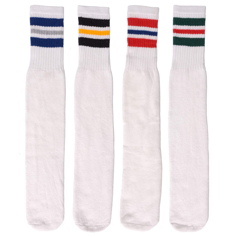 [Australia - AusPower] - Mens Classic Three Stripe Sports Tube Socks Size 13-15 (4-Pairs) 