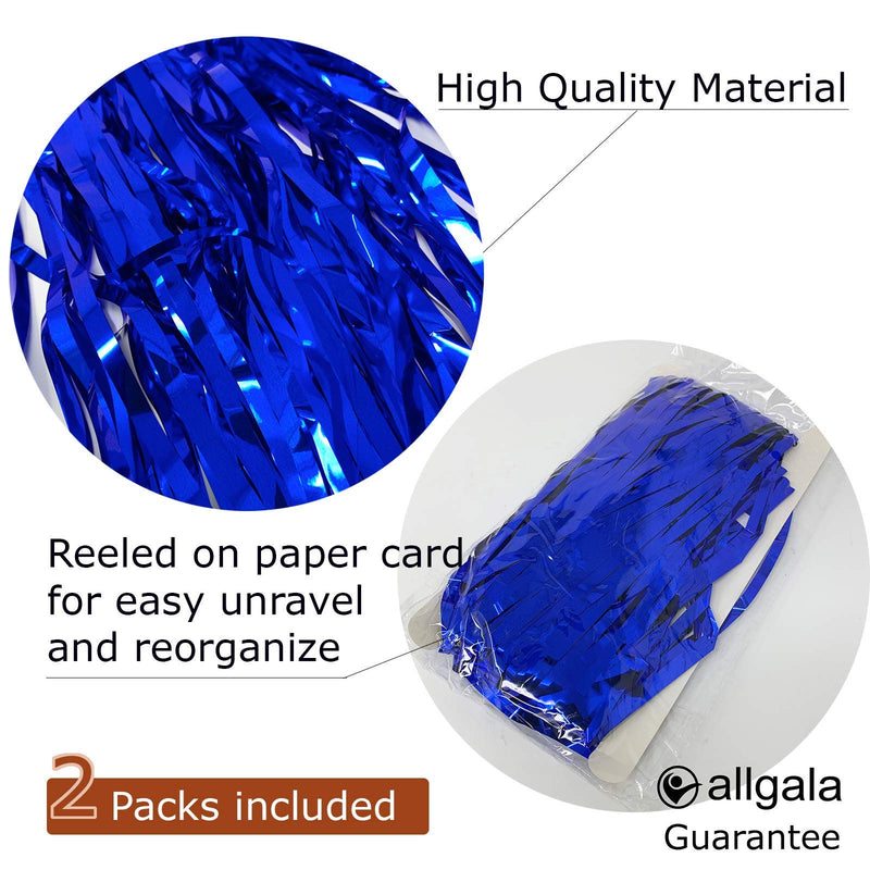 [Australia - AusPower] - Allgala 2-Pack 29x108 Inch Metallic Foil Fringe Tinsel Table Skirts for Party Event Decoraton-Blue-BD52806 Blue 