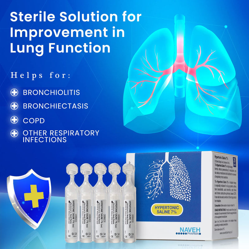 [Australia - AusPower] - RSV Hypertonic Saline Solution 7% - Nebulizer diluent for inhalators and nasal hygiene devices Helps Clear Congestion from Airways and Lungs – Reduce Mucus (25 Sterile Saline Bullets of 5ml) 