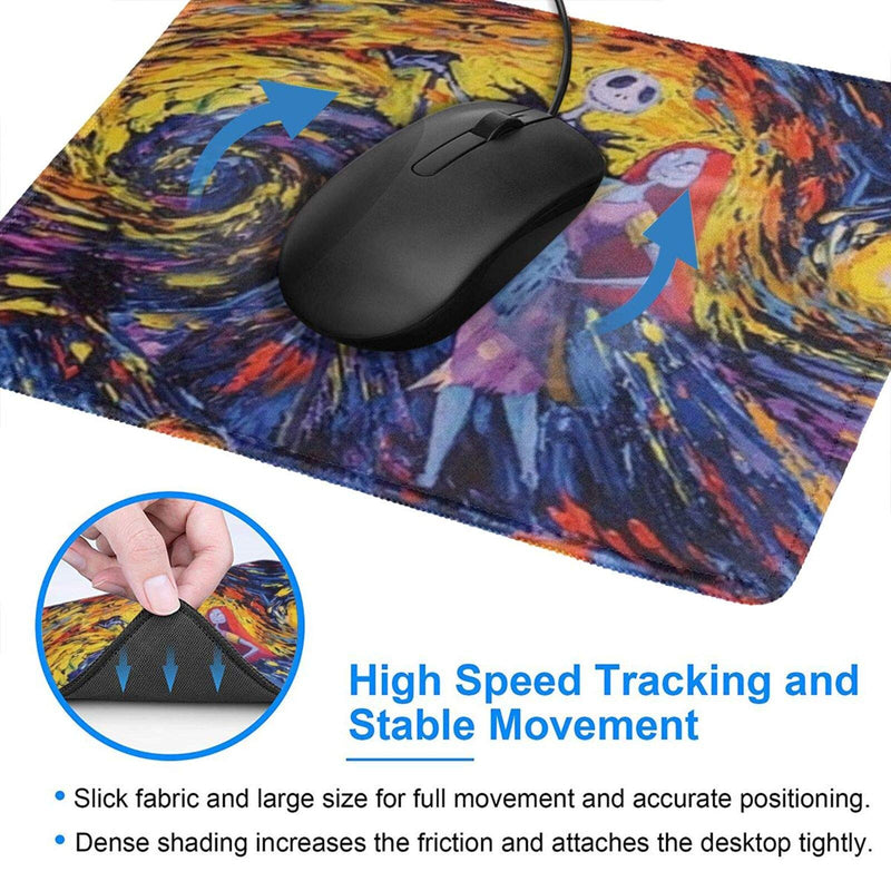 [Australia - AusPower] - Starry Night Jack and Genie Mouse Pad Office Mat Gaming Non-Slip Rubber Base Stitched Edges for Laptop Computer The Nightmare Before Christmas Mouse Pad2 