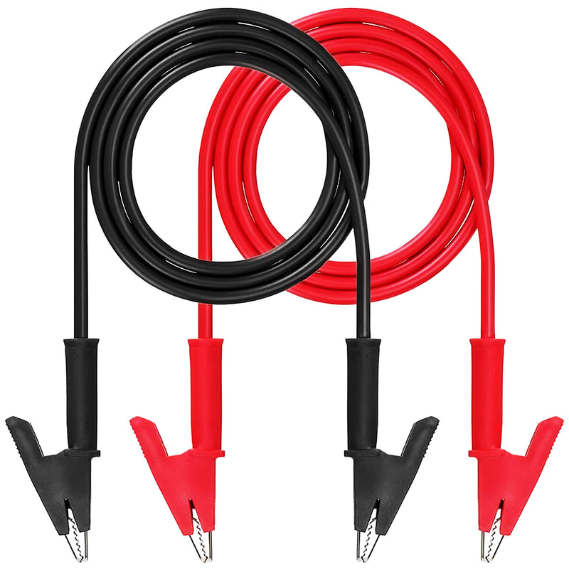 [Australia - AusPower] - KAIWEETS Alligator Clips Electrical Test Leads Set, 15A Jumper Wires Heavy Duty with Protective Copper Clips, Premium PVC Silicone Cables for Electrical Testing, Experiment, 2 Colors 39.6 inches 