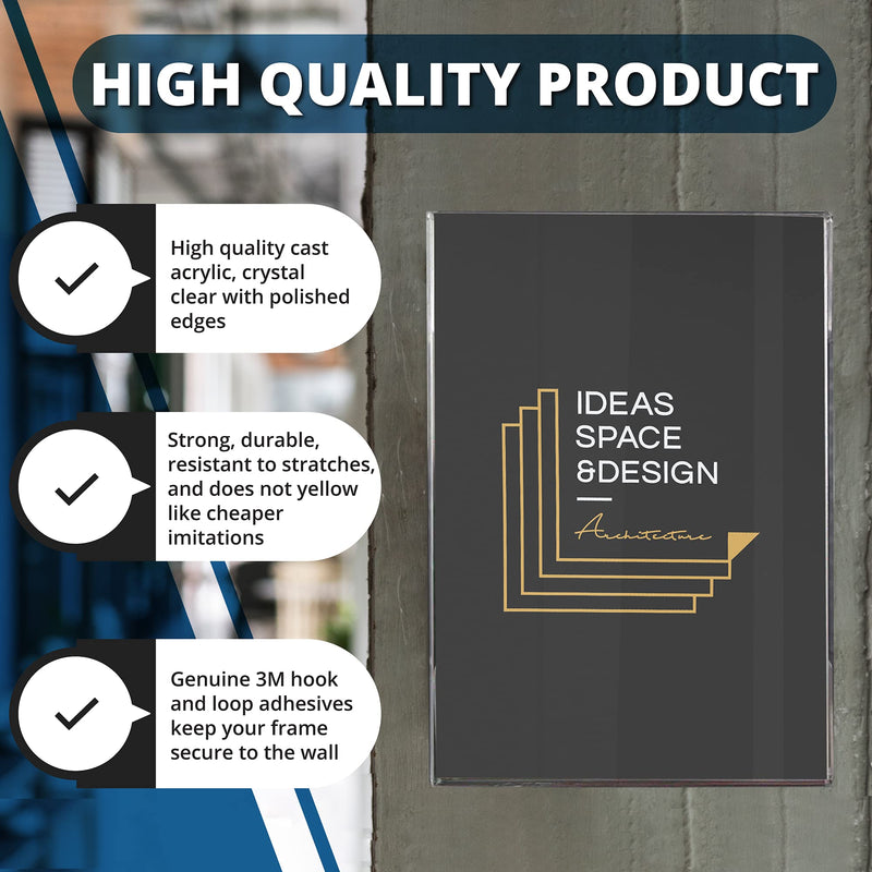 [Australia - AusPower] - Wall Mount Acrylic Sign Holder - 5 x 7 Inches Portrait or 7 x 5 Inches Landscape Photo Frames with Hook and Loop Adhesive. Perfect for Signs, Menus, Documents, Pictures, Flyers, and More (6 Pack) 