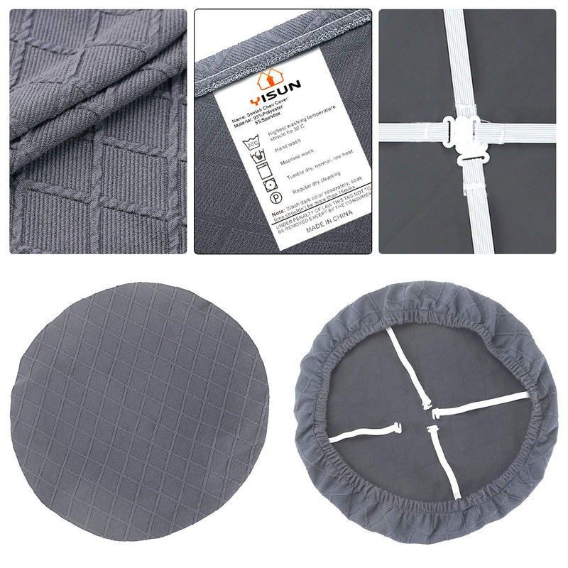 [Australia - AusPower] - YISUN Stretch Spandex Chair Seat Covers - Removable Washable Anti-Dust Dining Chair Seat Protector Cushion Slipcovers for Dining Room, Kitchen, Office (Set of 4, Light Gray) Pack of 4 