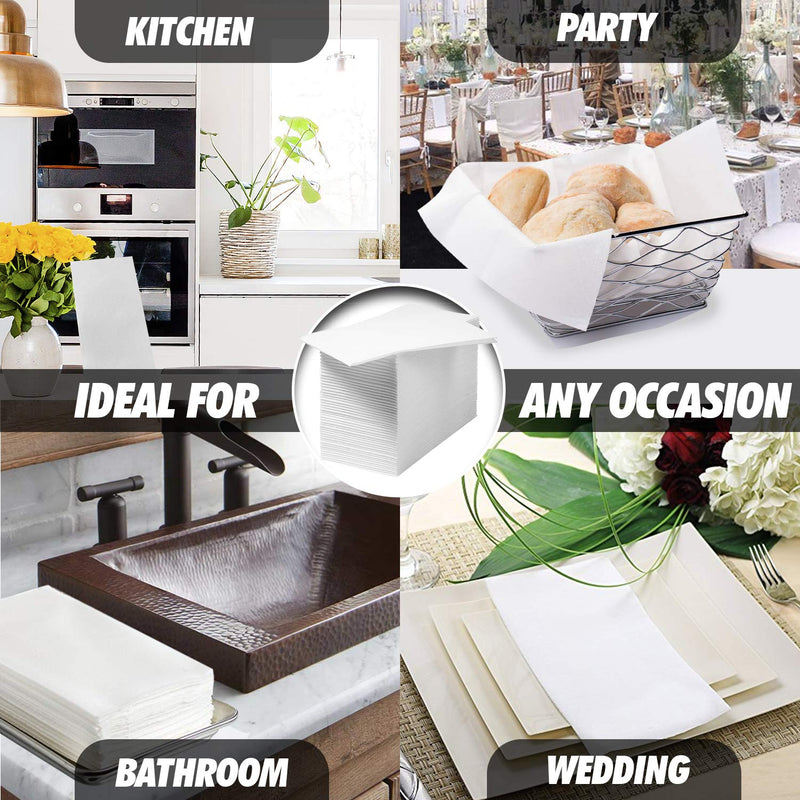 [Australia - AusPower] - shawberri 100 Large Disposable Guest Towels for Bathroom, Premium Linen-Like, Multi-Fold, Cloth-Feel Napkins, a Hygienic Solution for Kitchen, Party, Weddings and Events White - Premium Soft 